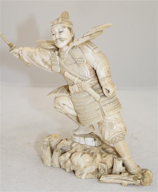 A Japanese sectional ivory figure of a Samurai warrior, early 20th century, height 20cm, slight losses